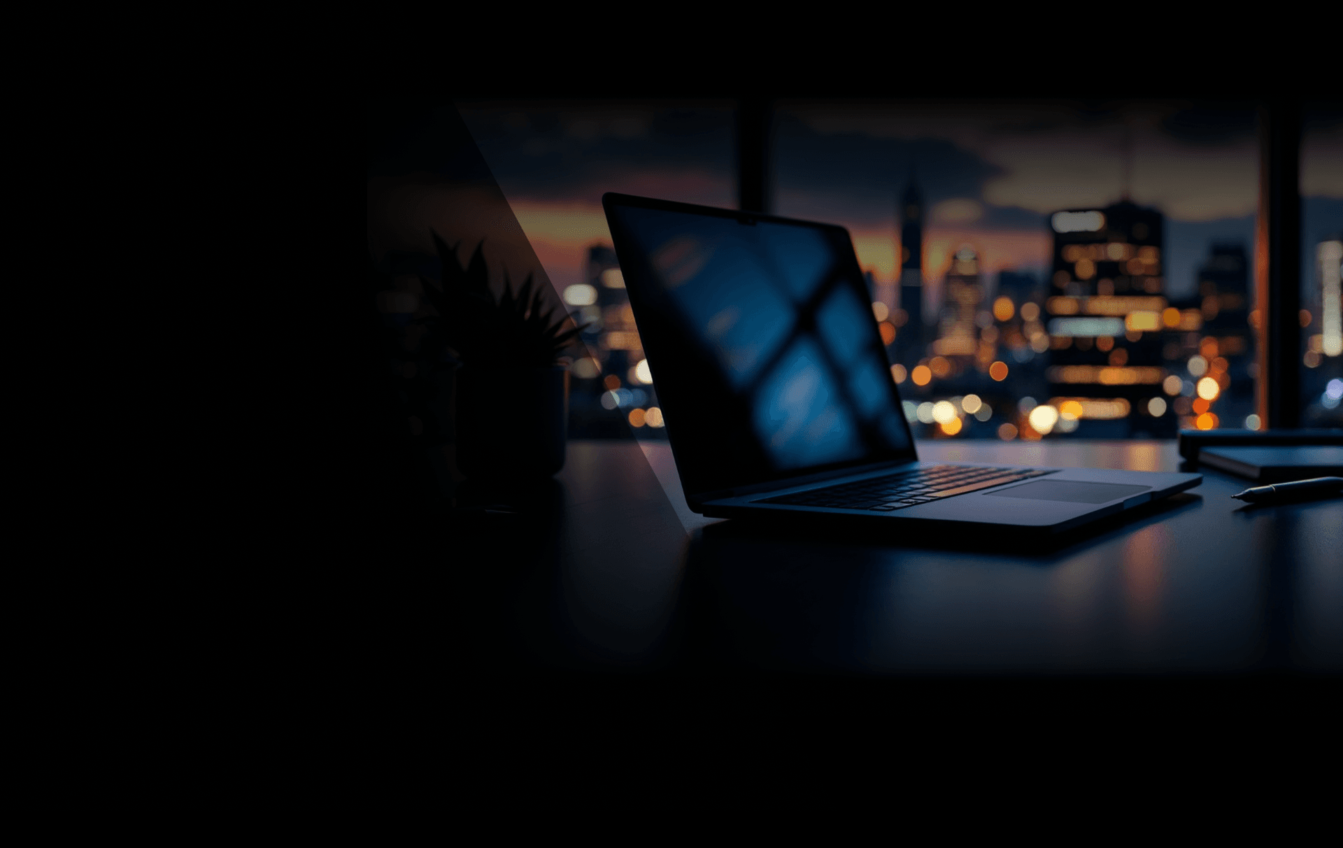 Decorative cityscape background representing innovation